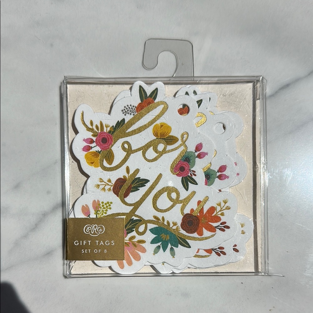 Olive Paper Floral Gift Tags Set